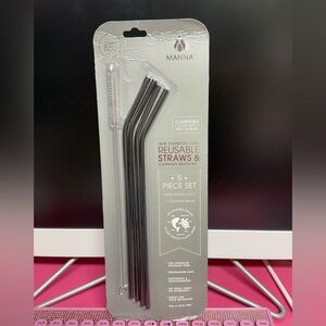Manna Bent Style Reusable Drinking Straws 5 a pack